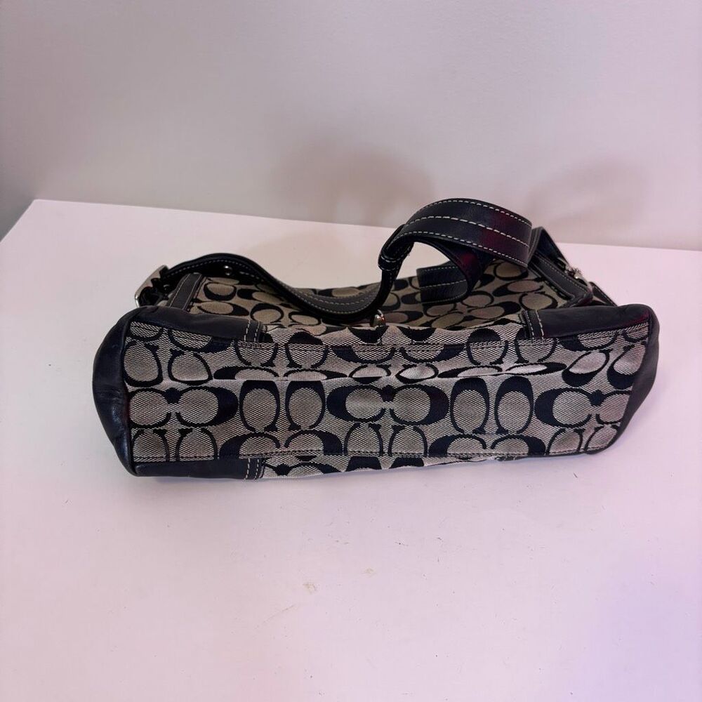 Coach Hampton Black and Grey Monogram Black Leather Shoulder Purse - Picture 6 of 8